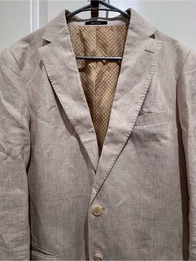 Enzo Tovare Men’s Beige Linen Suit Size 44/38L